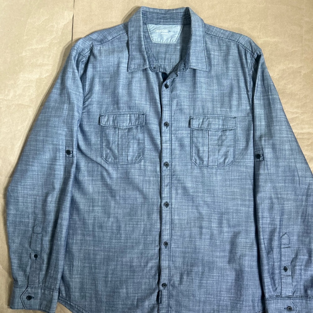 Calvin Klein Jeans Chambray Blue Casual Shirt